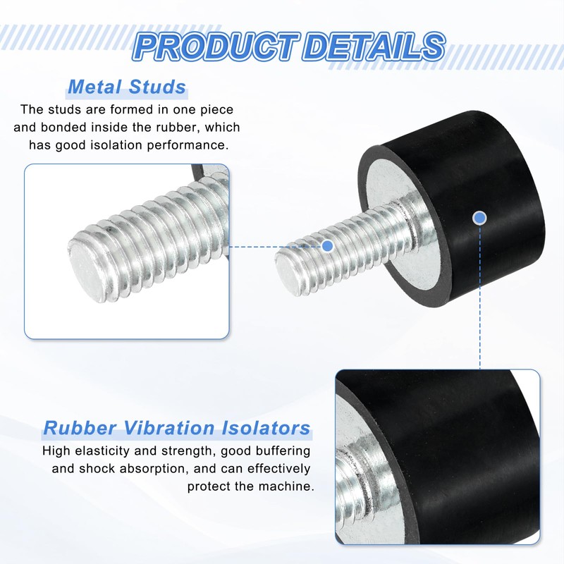 sourcing map M5 Thread Rubber Mounts, Vibration Isolators, Cylindrical Shock