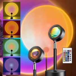 Fisura - Sunset lamp. Sunset lamp with 16 Colors and 4 Light Modes. Romantic Table lamp with 180º Rotation. Ambient Light 25,4 x 68,58