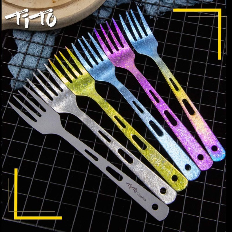 TiTo Titanium Cutlery Set Outdoor Camping Ultra Lightweight Tableware Spoon