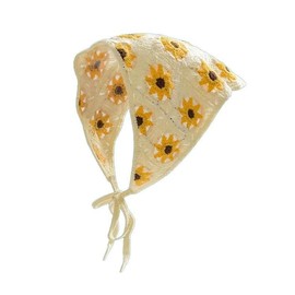 fdsmall Crochet Bandana Headbands for Women Vintage Floral Knitted Headscarf Boho Triangle Head Scarf Hair Accessories (02, One Size)