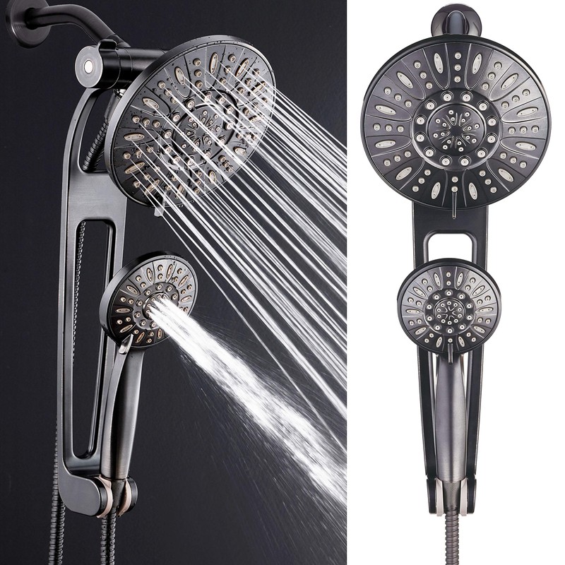 AQUABAR High-Pressure 48-mode 3-way Shower Spa Combo with Adjustable 18"
