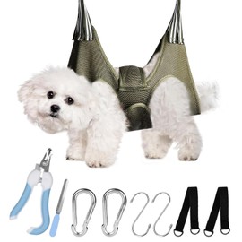 Letrcxo Pet Dog Cat Grooming Hammock Harness for Cats & Dogs,Pet Grooming Hanger Sling Holder Restraint Bag with Wide Strap,Nail Clipper/Trimmer,Nail File,Pet Grooming Hammock for Claw/Eye/Ear Care-L