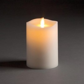 Napa Home & Garden LIGHTLi Moving Flame Advanced Battery-Operated LED Indoor Wax Pillar Candle, 3" x 4-1/2", Ivory