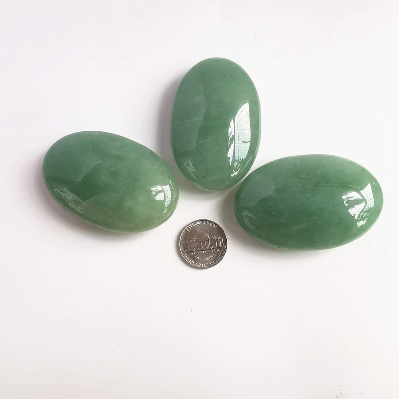 Manekieko Natural Green Aventurine Worry Stones Oval Palm Pockets Healing