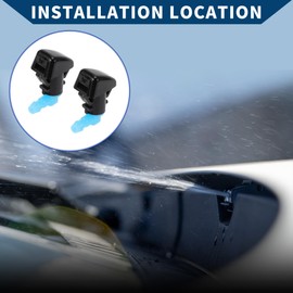 Hihaha Windshield Washer Nozzle for Ford F-450 Super Duty 2011-2016 / Front Windshield Spray Nozzles Wiper Spray Washer Jet/Durable / 2 Pcs Black Blue