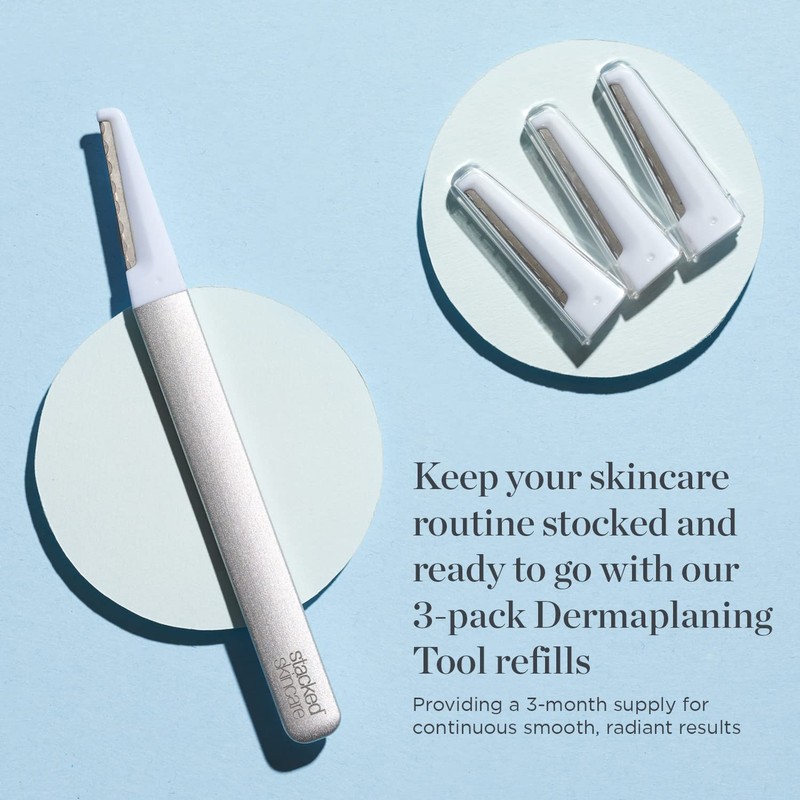 StackedSkincare Dermaplaning Replacement Blades - 3 Pack Face Razor Refills