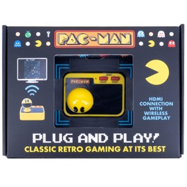 Fizz Creations PAC-MAN Plug & Play. Retro Gaming Arcade Game. Wireless Controller. Included HDMI Cable. Classic Pac Man Gameplay.