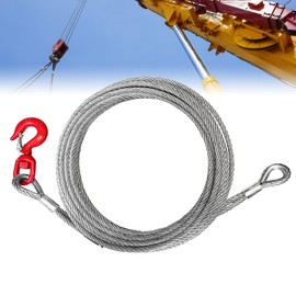 YATOINTO Galvanized Steel Winch Cable, 3/8" Towing Cable Heavy Duty, 10582LBS Breaking Strength, with Swivel Hook 1T and 2 Aluminum Rings, 6x19 Strand Core Steel Cable for Crane Tow Truck (50 FT)