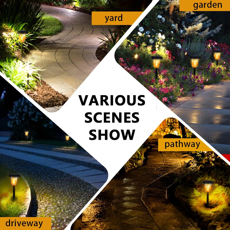 Swingers Solar Lights Outdoor,with Upgraded 2nd-gen Flame tech,LED Solar Torch