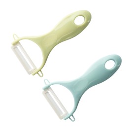 Vegetable Peelers - Ceramic Potato Peelers Set of 2 - Veggie/Fruit Peelers for Kitchen - Slicer with Sharp Blade for Carrot, Orange, Apple (Blue & Green)