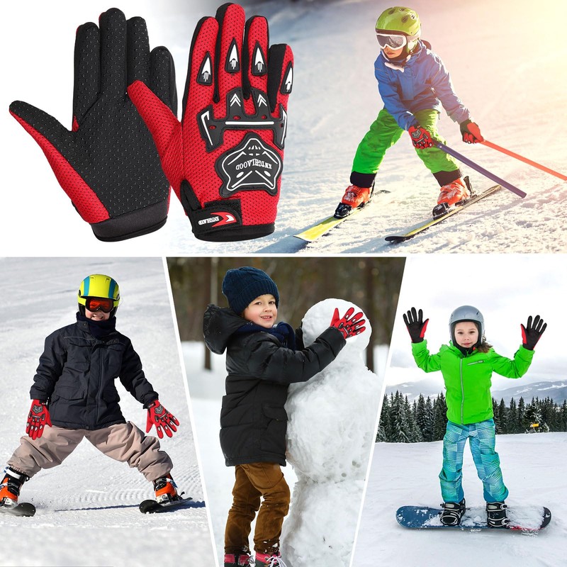 QESSUVNC Cycling Gloves Children Bike Gloves Kids Full Finger Gloves