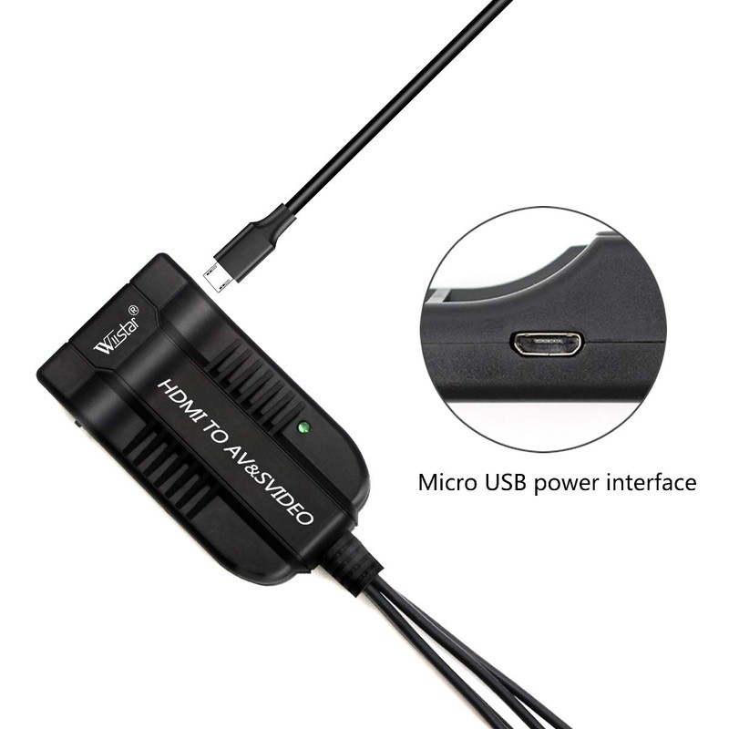 Wiistar HDMI to Male AV CVBS S-Video Converter Adapter HDMI