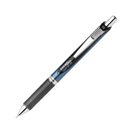Pentel® EnerGel™ Deluxe RTX Retractable Liquid Gel Pens, Fine Point, 0.5 mm, 54% Recycled, Blue Barrel, Black Ink, Pack of 12 Pens