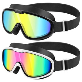 sliwo Swim Goggles 2 Pack, Wide View Anti Fog&UV Comfort Fabric Strap No Leaking Swimming Goggles for Adult Men Women Youth