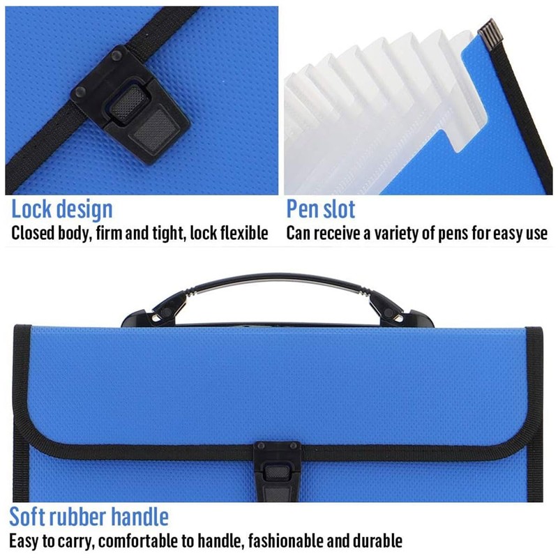 AIMALL 13-Pocket Portable Expanding Document Organiser Folder with Buckle, A4