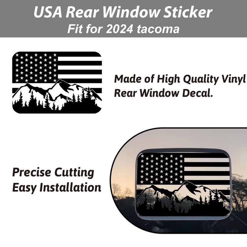 Zhizhong Rear Middle Window Decal Compatible with 2024 Toyota Tacoma,