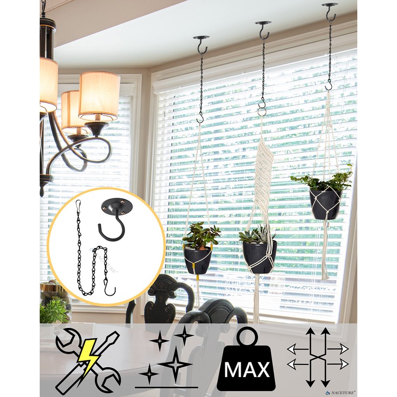 NACETURE Ceiling Hooks for Hanging Plants 3 Pack - Plant