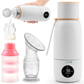 Portable Bottle Warmer for Travel - Fast Heat Travel Bottle Warmer for Breastmilk, USB Calentador De Biberones on The Go17oz 12H Baby Bottle Milk Warmer - Wireless Car Bottle Water Warmer, Orange