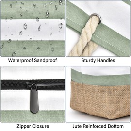 oscaurt Beach Bag XXL Family Shopper Bag Women's Swimming Bag Waterproof Shoulder Bag Beach Tote Bag with Zip Foldable Travel Bag Sports Bag Travel Bag, light green