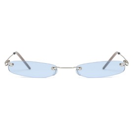 Armear clásico Rimless Slim Slim anteojos de sol pequeñas, de colores caramelos, Azul, Small