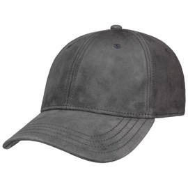 Stetson Classic Suede Cap, Plain Cap, Curved Brim Cap, Men, Elegant Leather Cap with Strapback Closure, Can be Worn All Year Round, gray