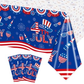 Rejoice Bunny 3-Pack Independence Day Party Tablecloths - 4th of July Festival Decorations - Disposable Table Covers - 54x108 Inches