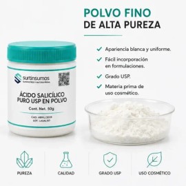 Ácido Salicílico Usp Puro 50 G - Activo Facial Surtinsumos                                                                                            
