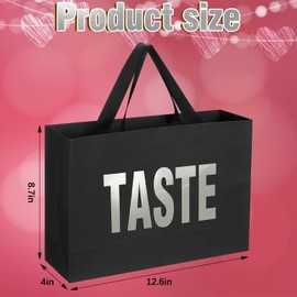 Kolldenn Valentine's Day 5 Senses Gift Bags for Him Her, Valentine Five Senses Gift Paper Kraft Bags with Ribbon Handle for Lover Husband Boyfriend Birthday Party(Black, Silver,12.6 x 8.7 x 4 Inch)