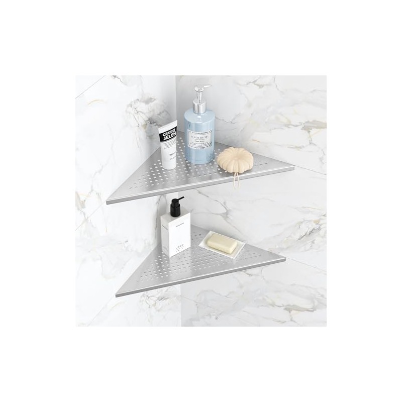 Qeke 2 Pack Bathroom Corner Shelf, Recessed 12" Corner Shower