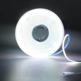 JINABLOSSY COB LED Strip 10 m, Cool White 6000 K 24 V 320 LEDs/M CRI90+ LED Strip Light, Dimmable LED Strip for Home Party Decoration, Bedroom, Cupboard, DIY Decoration (Strips Only)