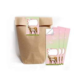 Junapack 12 Gift Bags (Natural) + 12 Stickers Horse with Foal for Party Bags Guest Gift for Children's Birthday Parties Girls