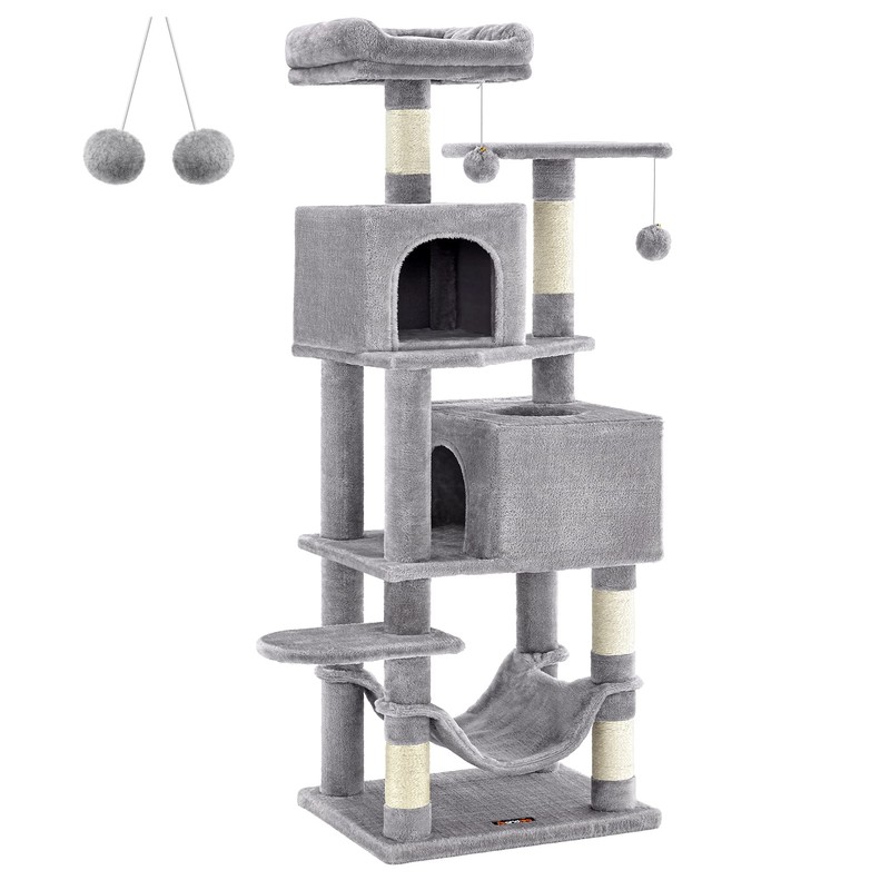 Feandrea Cat Tree, 61-Inch Cat Tower for Indoor Cats, Plush