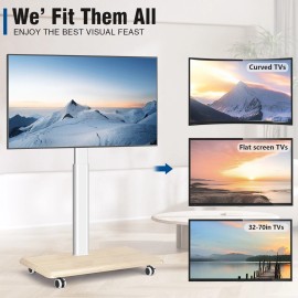 TAVR Rolling TV Stand for 32 to 70 Inch TVs,9 Levels of Height & ±30° Swivel