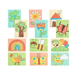 HABA Kinder Bastelset - Erstes Kleben Frühlingsbilder - Kratives Basteln für Kinder ab 3 Jahren