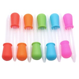 Sscon 10Pcs 5ml Silicone Liquid Droppers Clear Plastic Droppers Pipettes for Measuring Liquid(Red + Green + Orange + Blue + Rose Red)