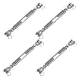 uxcell 4pcs M10(3/8") Jaw and Jaw Turnbuckles Wire Rope Tension, 304 Stainless Steel Turnbuckle Adjustable Cable Tensioner for Shade Sail, Clothesline, 3200 lbs Working Load Limit