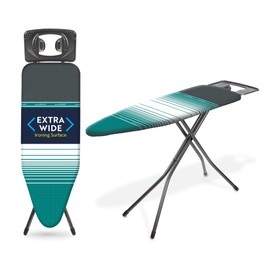 Minky York Ironing Board with Extra Wide Ironing Surface | Made in UK | Freestanding Ironing Board with Scorch Resistant Cover – 48" x 17" (Black)