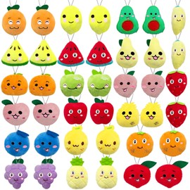 XIPEGPA - 40 juguetes de peluche de frutas de peluche coloridas, suave, naranja, melocotón, para regalos de fiesta, llavero, adorno para bolsa de regalo, regalo de Pascua, huevos de Pascua, carnaval,