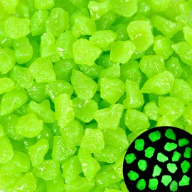 200PC Luminous Stones Glowing Rocks for Aquarium Decoration Glow Stones for Fish Tank Glowing Stones for Driveway Garden Pebbles Rocks,Green