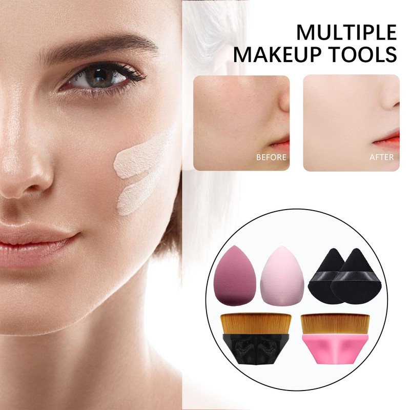 AYNKH 2 x make-up brushes, 2 x make-up sponges, 2
