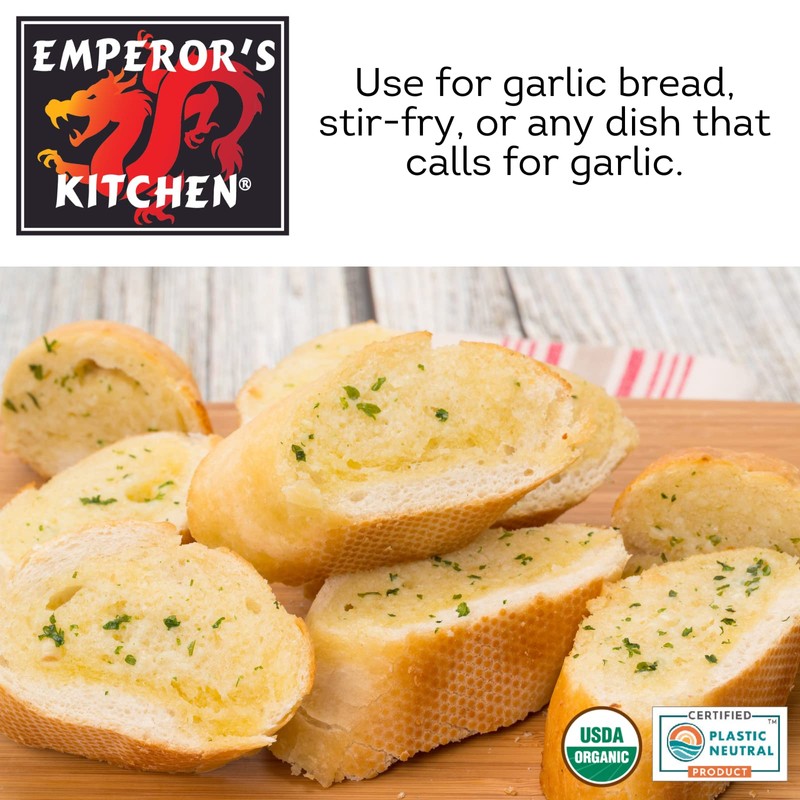 Emperor's Kitchen Organic Chopped Garlic, USDA Certified Organic, Vegan, Ready