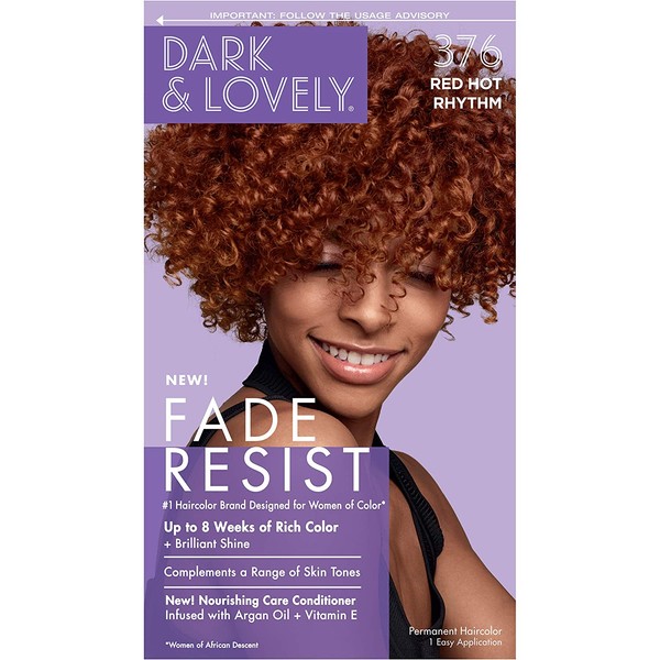 Softsheen-Carson Dark and Lovely Fade Resist Rich Conditioning Hair Color, Permanent Hair Color, Up To 100% Gray Coverage, Brilliant Shine with Argan Oil and Vitamin E, Red Hot Rhythm