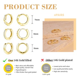 Auiremrti 3 Pairs Gold 14K Women's Earrings Set, 925 Silver Ear Pin Hypoallergenic Earrings, Twisted Design with Zirconia - Perfect for Multiple Ear Piercings, With Gift Box