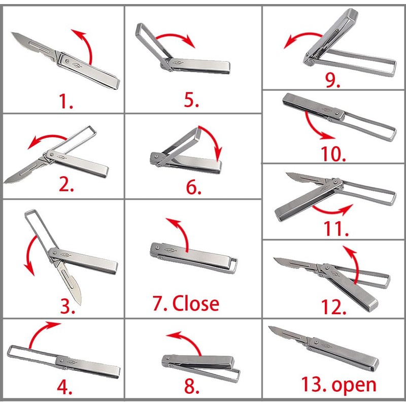 ILEAF Stainless Steel Pocket Folding Utility Knife with 10 Replaceable