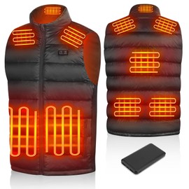 Laijar Heated Vest for Men Women,Heated Vest with 16000mAh Battery Pack Included,Lightweight Heating Vest for Winter (US, Alpha, X-Large, Regular, Regular, Black)