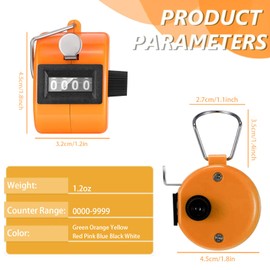 16 Pack Handheld Tally Counter 4 Digit Mechanical Palm Clicker Counter Hand Tally Counter for Counting Numbers Knitting Row Sport School Event, 8 Colors