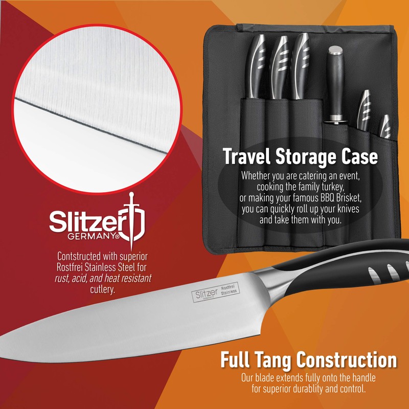 Slitzer Germany 7-Piece Chef's Knife Set, Ergonomically Designed, Professional Grade