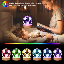 YAZJIWAN 3D Galaxy Crystal Ball Lamp,Large 3D Crystal Ball Lamp, Soccer Ball Model Night Light 7 Color Change Bedroom Decor Lamp,Christmas Gifts Birthday Gift for Boys, Girls