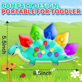 Dinosaur Color Sorting Sensory Toys, Montessori Toys for Toddler Activities Fine Motor Skill Game Travel Toy Quiet Autism Learning Calm Down Fidgets Stocking Stuffers Toy for Kid 3 4 5 Year Old Boy