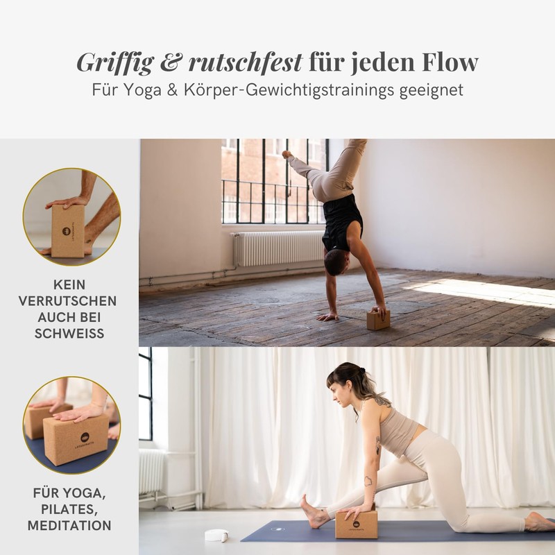 Lotuscrafts Yoga Block Cork Supra Grip – Ecologically Made –